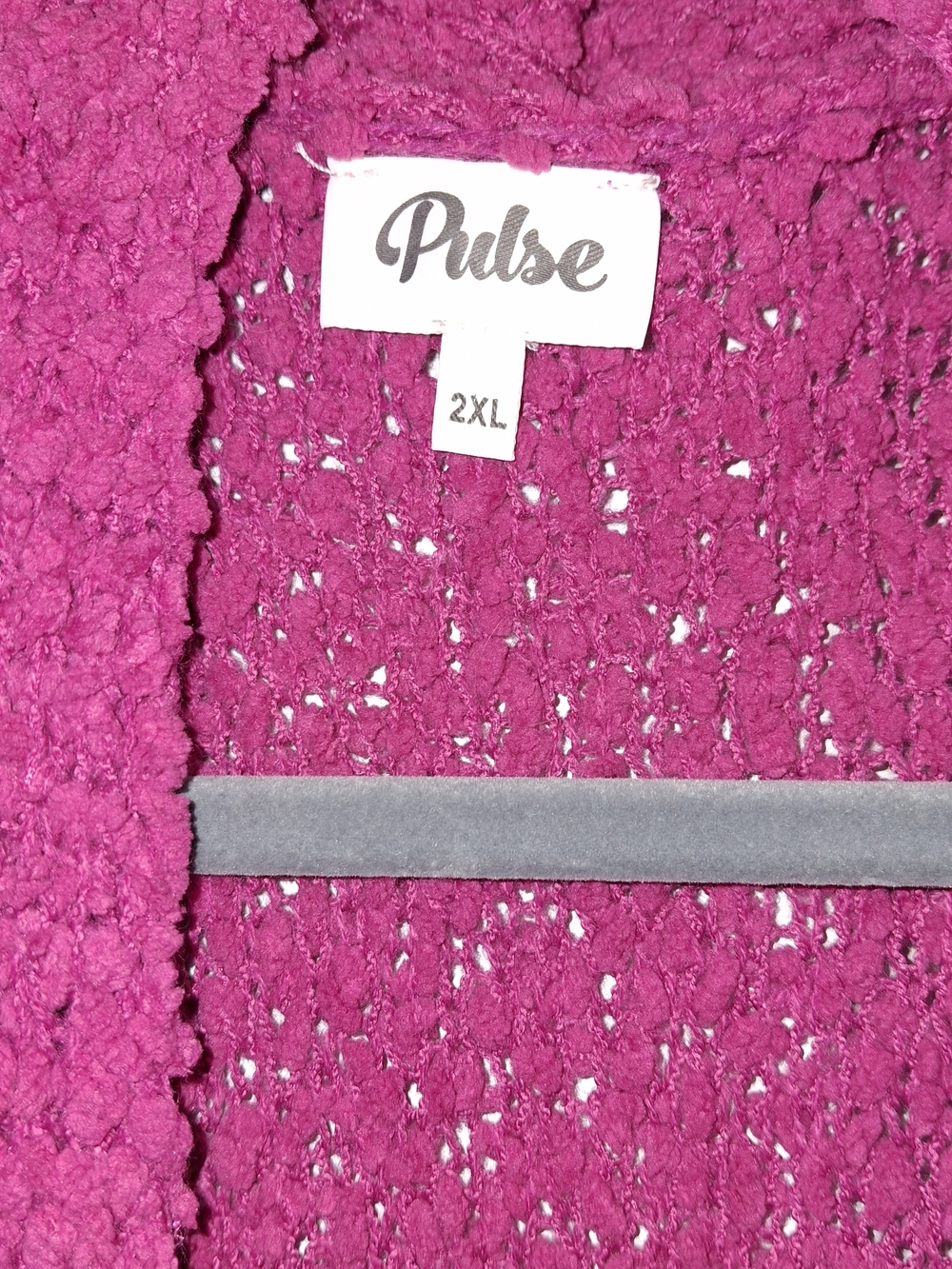 Pulse Plush Open-Front Dark Pink Popcorn Cardigan Sweater, 2xl - Picture 2 of 5